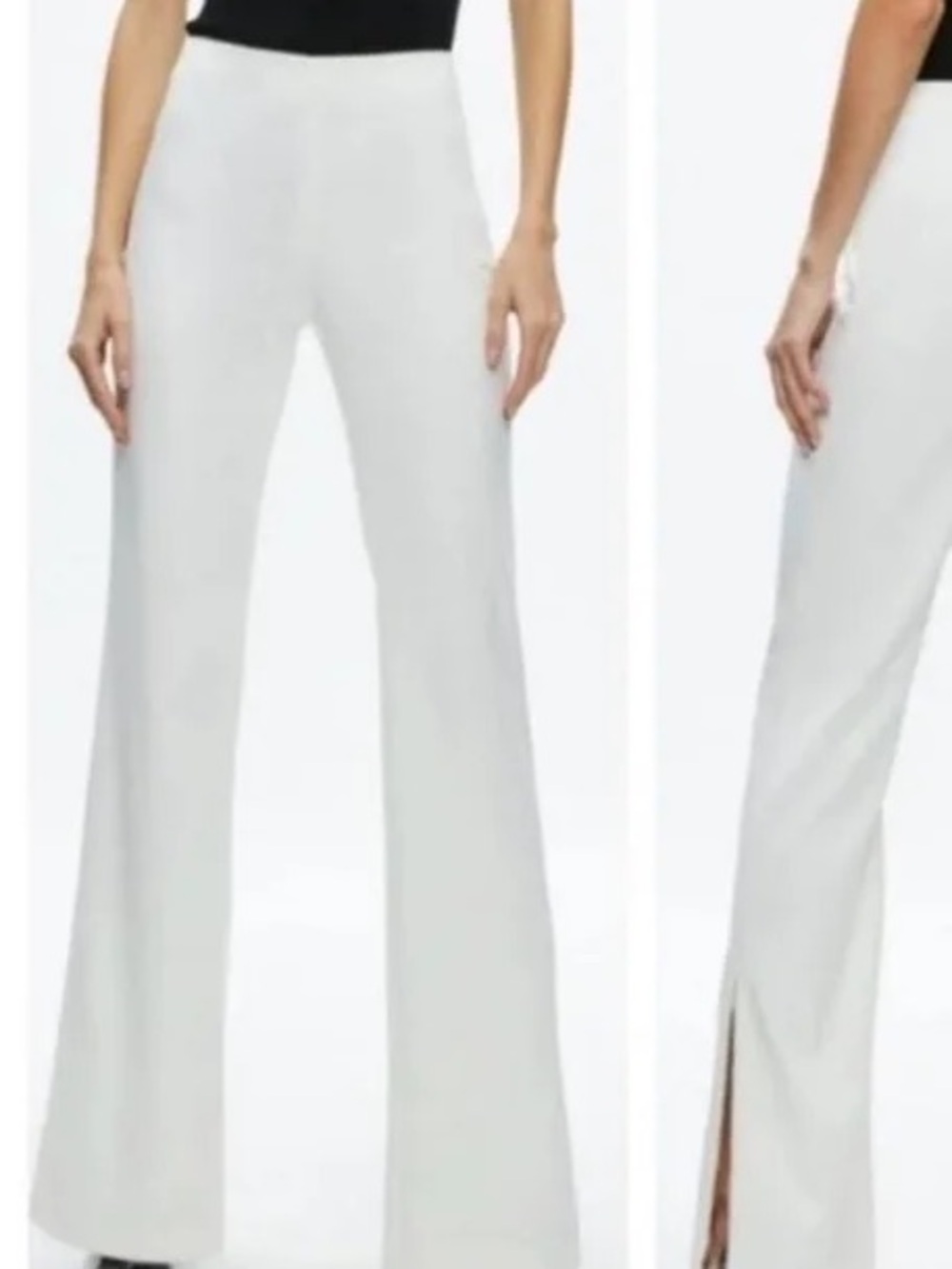 Alice + Olivia White High Waisted Flare Jeans Wide Waistband Size S